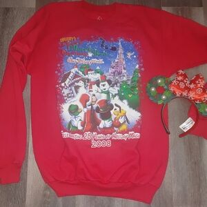 Disney Red Holiday Sweatshirt with Headband